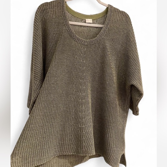 Poetry Linen Knit Top Large 12 / 14 Olive Green - Picture 5 of 5